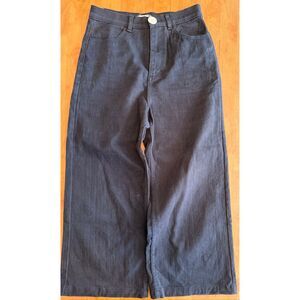 Whimsy Row Flora Crop Pants Womens 28x24 Black Denim High Rise Wide Leg Jeans